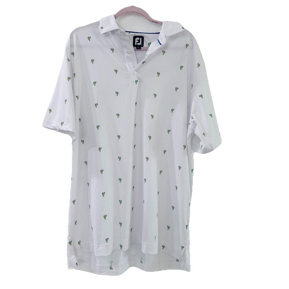FJ FootJoy Mens Golf Shirt Cactus Print XL Logo Sport Outdoors Performance